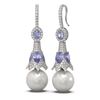 Image 2 : 6.82 ctw Tanzanite & Diamond Earrings 18K White Gold