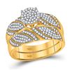 Image 1 : 10kt Yellow Gold Round Diamond Cluster Bridal Wedding Engagement Ring Band Set 3/8 Cttw