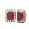 Image 2 : 13.25 ctw Ruby & Diamond Earrings 18K Yellow Gold