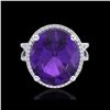 Image 1 : 10 ctw Amethyst & Micro Pave VS/SI Diamond Ring 18K White Gold