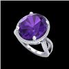 Image 2 : 10 ctw Amethyst & Micro Pave VS/SI Diamond Ring 18K White Gold
