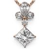 Image 1 : 1.4 ctw Princess Cut Diamond Designer Necklace 18K Rose Gold