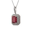 Image 1 : 11.99 ctw Certified Ruby & Diamond Victorian Necklace 14K White Gold