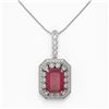 Image 2 : 11.99 ctw Certified Ruby & Diamond Victorian Necklace 14K White Gold