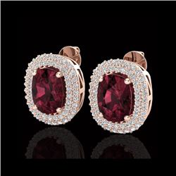 5.20 ctw Garnet & Micro Pave VS/SI Diamond Earrings 10K Rose Gold