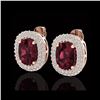 Image 1 : 5.20 ctw Garnet & Micro Pave VS/SI Diamond Earrings 10K Rose Gold