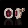 Image 2 : 5.20 ctw Garnet & Micro Pave VS/SI Diamond Earrings 10K Rose Gold