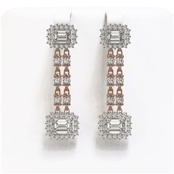 7.92 ctw Emerald Cut & Oval Diamond Earrings 18K Rose Gold