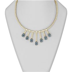 31.57 ctw Blue Topaz & Diamond Necklace 18K Yellow Gold