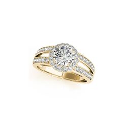 1.6 ctw Certified VS/SI Diamond Halo Ring 18K Yellow Gold