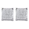 Image 1 : 10kt White Gold Round Diamond Square Cluster Screwback Earrings 1/3 Cttw