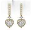 Image 2 : 3 ctw Heart Diamond Designer Earrings 18K Yellow Gold