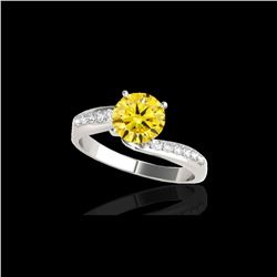 1.4 ctw Certified SI Fancy Yellow Diamond Bypass Ring 10K White Gold