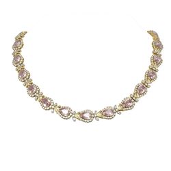 75.21 ctw Morganite & Diamond Necklace 18K Yellow Gold