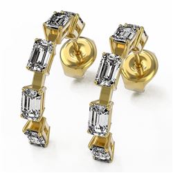 3.5 ctw Emerald Cut Diamond Designer Earrings 18K Yellow Gold