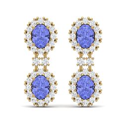 8.35 ctw Tanzanite & VS Diamond Earrings 18K Yellow Gold