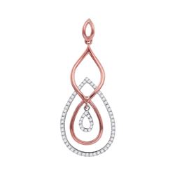 10kt Rose Gold Round Diamond Teardrop Pendant 1/5 Cttw