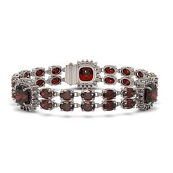39.63 ctw Garnet & Diamond Bracelet 14K White Gold