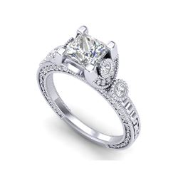 1.75 ctw Princess VS/SI Diamond Art Deco Ring 18K White Gold