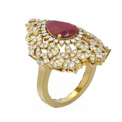 5.77 ctw Ruby & Diamond Ring 18K Yellow Gold
