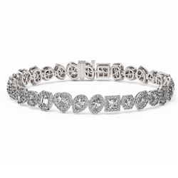 13 ctw Mix Cut Diamonds Designer Bracelet 18K White Gold
