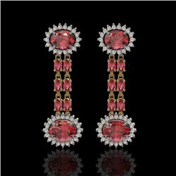 8.69 ctw Tourmaline & Diamond Earrings 14K Yellow Gold