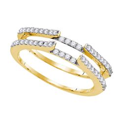 14kt Yellow Gold Round Diamond Ring Guard Wrap Solitaire Enhancer 1/2 Cttw