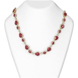 73.47 ctw Ruby & Diamond Necklace 18K Yellow Gold