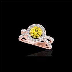 2.01 ctw Certified SI/I Fancy Intense Yellow Diamond Ring 10K Rose Gold