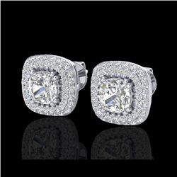 2.16 ctw Micro Pave VS/SI Diamond Earrings Halo 18K White Gold