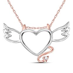 10kt Two-tone Gold Round Diamond Devil Naughty Heart Pendant .01 Cttw