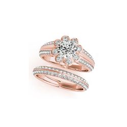 1.21 ctw Certified VS/SI Diamond 2pc Wedding Set Halo 14K Rose Gold