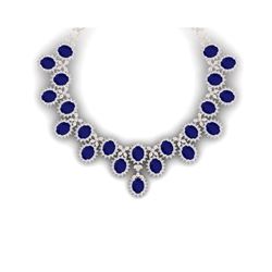 81 ctw Sapphire & VS Diamond Necklace 18K Rose Gold