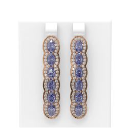 9.25 ctw Tanzanite & Diamond Earrings 18K Rose Gold