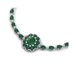 78.98 ctw Emerald & VS Diamond Necklace 18K White Gold