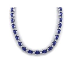 61.85 ctw Tanzanite & VS/SI Certified Diamond Necklace 10K White Gold
