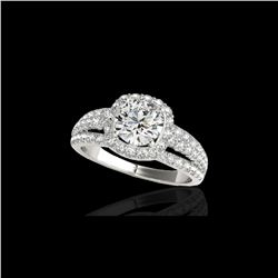 2 ctw Certified Diamond Solitaire Halo Ring 10K White Gold