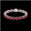 Image 2 : 75 ctw Ruby & Micro Pave VS/SI Diamond Bracelet 14K White Gold