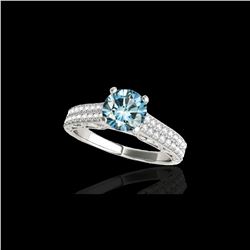 1.91 ctw SI Certified Blue Diamond Solitaire Antique Ring 10K White Gold