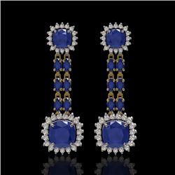 19.88 ctw Sapphire & Diamond Earrings 14K Yellow Gold
