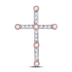 10kt Two-tone Gold Round Diamond Cross Faith Pendant 1/4 Cttw