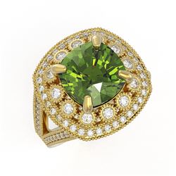7.07 ctw Certified Tourmaline & Diamond Victorian Ring 14K Yellow Gold