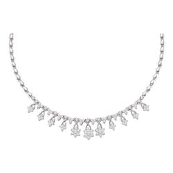 14kt White Gold Round Diamond High-end Cluster Necklace 2.00 Cttw