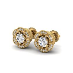1.51 ctw VS/SI Diamond Solitaire Art Deco Stud Earrings 18K Yellow Gold