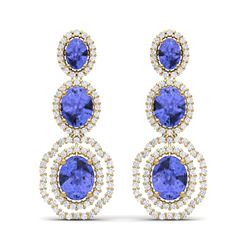 17.32 ctw Tanzanite & VS Diamond Earrings 18K Yellow Gold