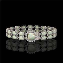 14.41 ctw Opal & Diamond Bracelet 14K White Gold