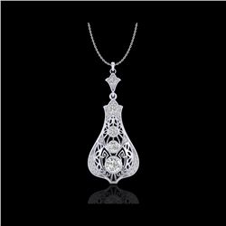 1.75 ctw VS/SI Diamond Solitaire Art Deco Stud Necklace 18K White Gold