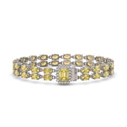 23.46 ctw Citrine & Diamond Bracelet 14K White Gold