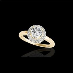 1.43 ctw Certified Diamond Solitaire Halo Ring 10K Yellow Gold