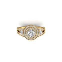 1.50 ctw Certified VS/SI Diamond Art Deco 3 Stone Ring 14K Yellow Gold